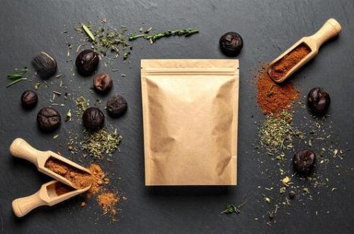 blank-kraft-paper-pouch-packaging-for-spices-and-herbs-top-view-shot-perfect-for-food-branding-free-photo